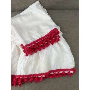 Vintage 60s Café Curtain Set Floral Pom Pom Embroidered 4 Panels Retro.